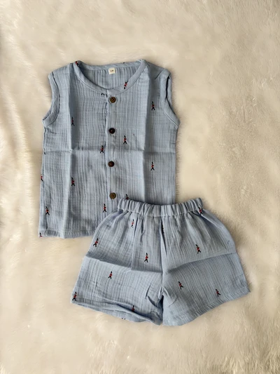 Greyish blue muslin co ords