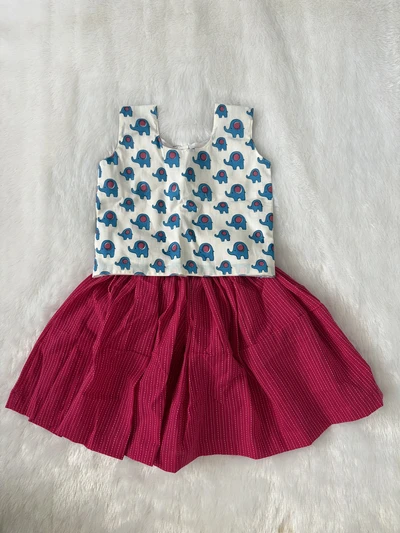 Blue pink elephant skirt set