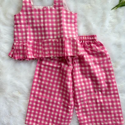 Pink checks palazzo set