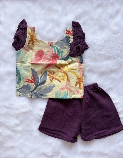 Purple shorts set