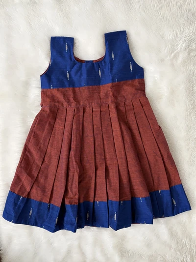 Blue and honey border frock