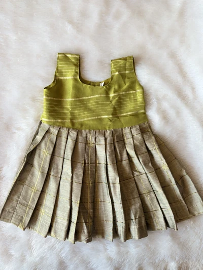 Green and cream butta frock