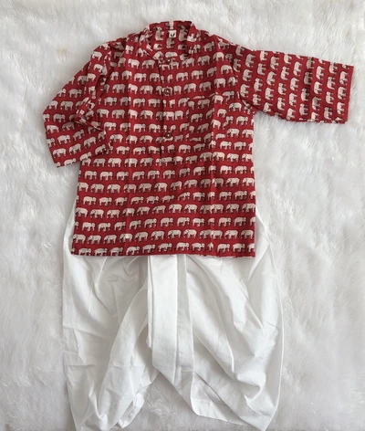 Red elle dhoti set