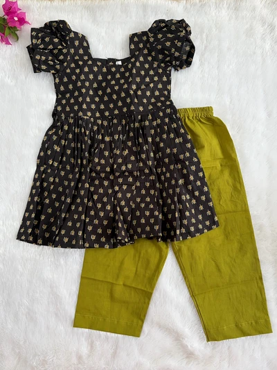 Black floral kurta set