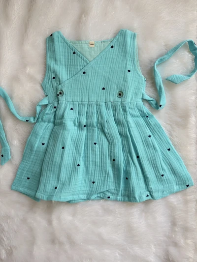 Blue heart muslin frock
