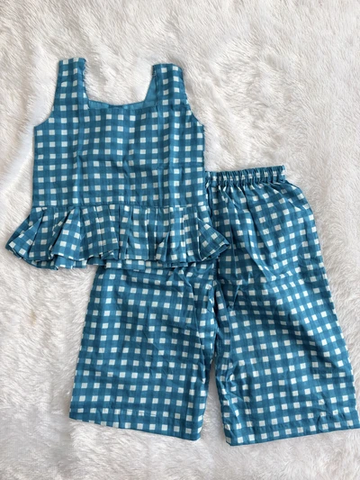 Blue checks palazzo set