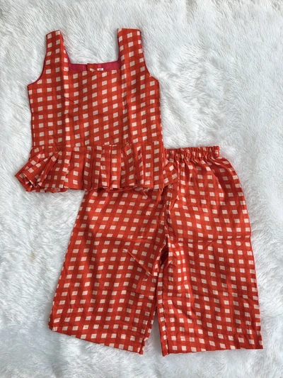 Orange checks palazzo set