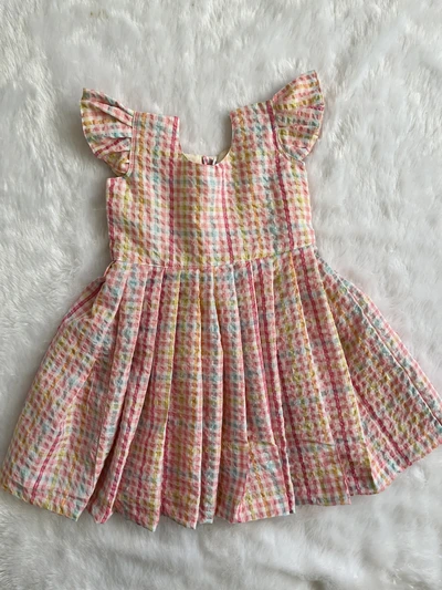 Pink checks frock 1-2 yrs
