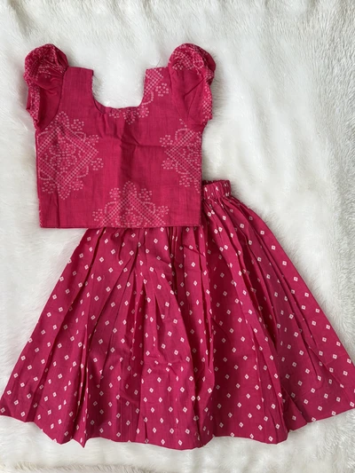 Pink bandhini skirt set