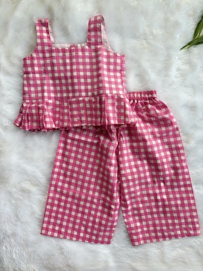 Pink checks palazzo set