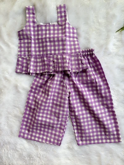 Purple checks palazzo set