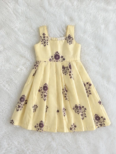 White purple chanderi cotton frock