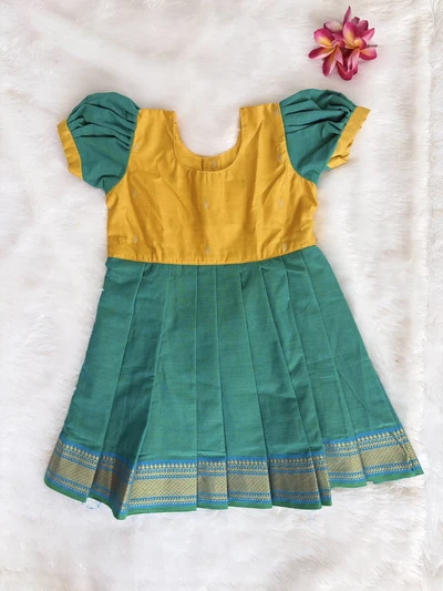 Yellow and teal border frock