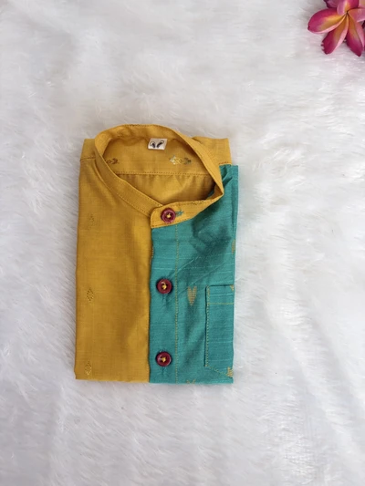 Yellow and teal butta shirt