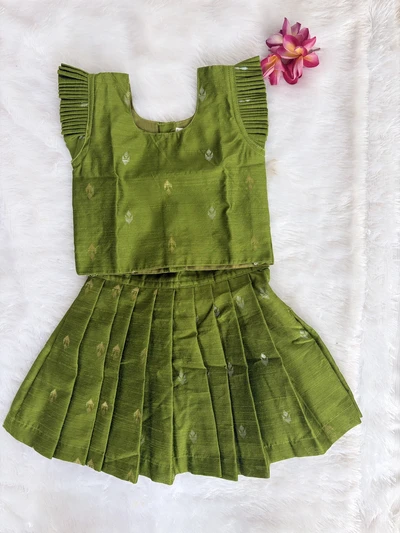 Green Dupion skirt set