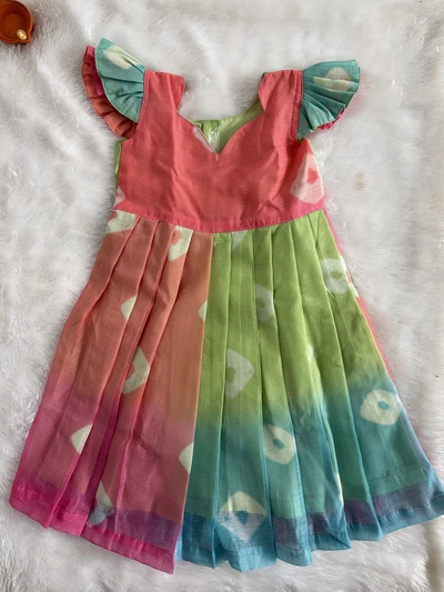 Pink and green chanderi maxi