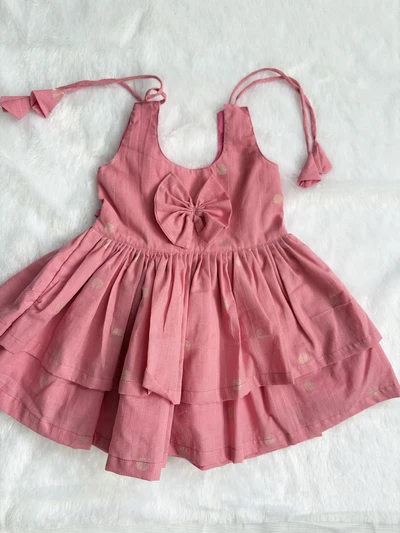 Rose handloom layered frock
