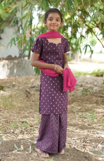 Purple kurta set with duppata