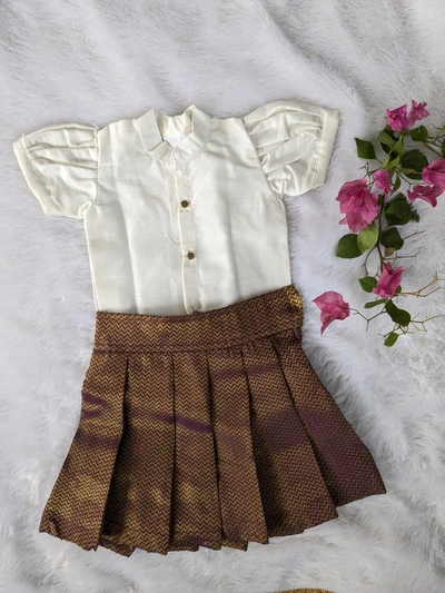 Dark purple brocade skirt set