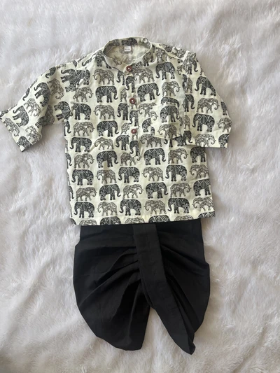 Black elephant dhoti set