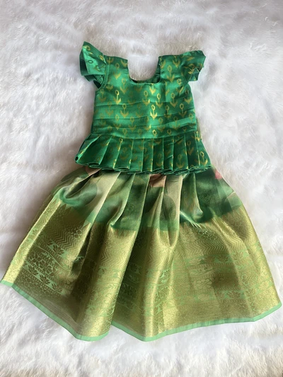 Green Organza silk skirt set