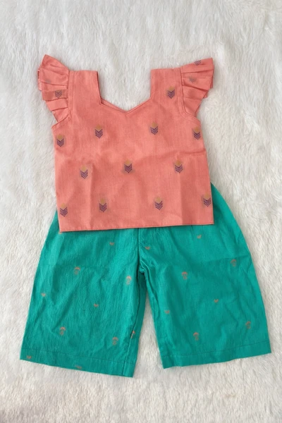 Peach Teal palazzo set