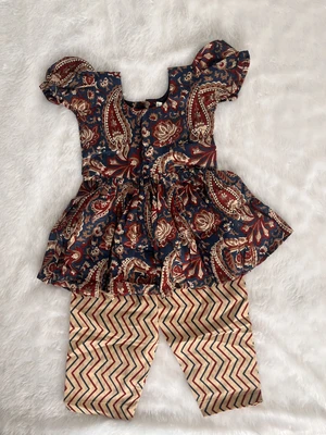 Blue floral kurta pant set