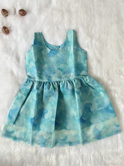 Diwali Light blue organza frock