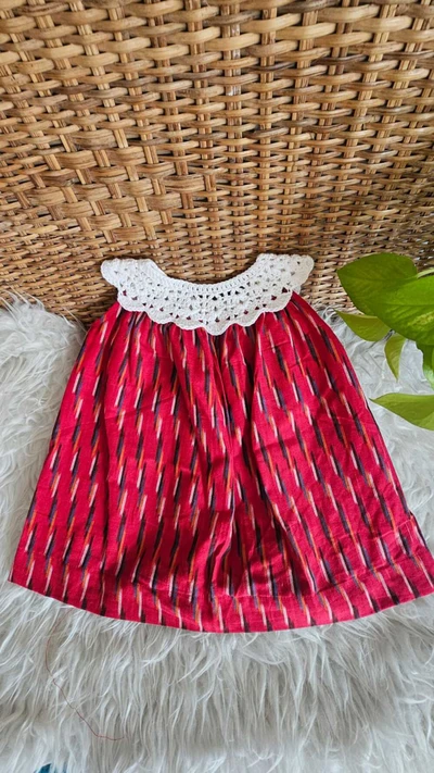Crochet Red ikat frock