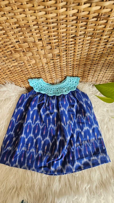 Crochet Blue ikat frock