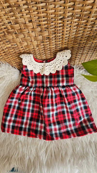 Crochet Checked frock 1-2 yrs
