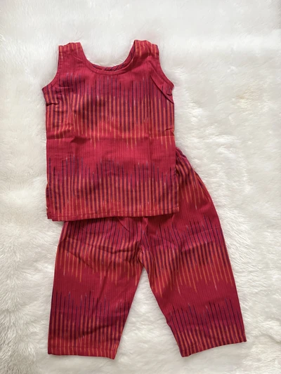 Ikat pink kurti pant