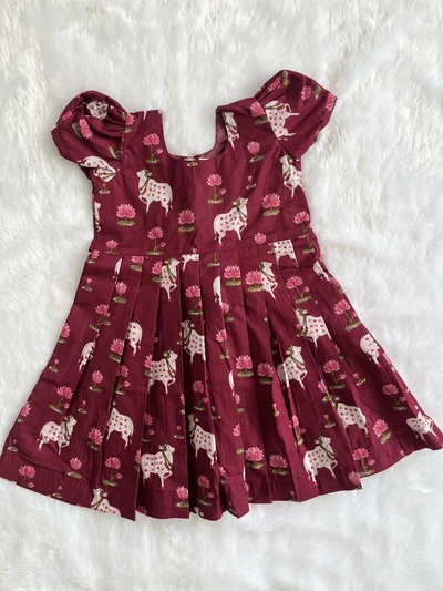 Maroon pichwai frock