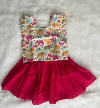 Pink elephant skirt set