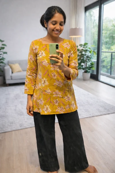 Yellow kantha top
