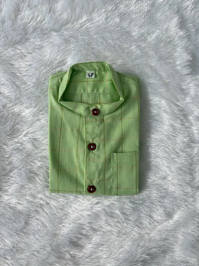 Green Zari check cototn shirt