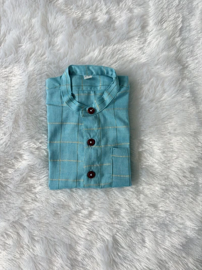 Blue zari check cotton shirt