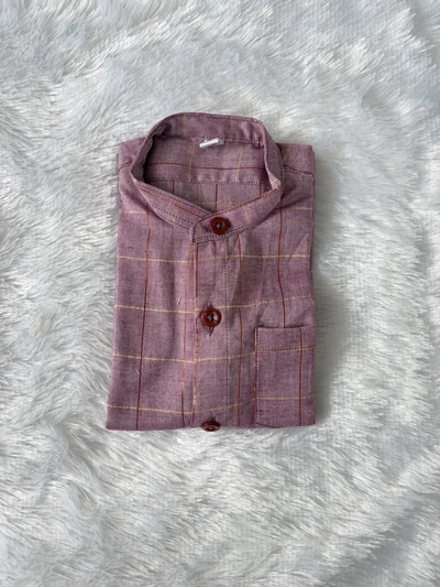 Lavender zari check cotton shirt